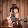 Leather Sword Frog with Hanging Belt Loops - Black