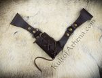 Leather Sword Frog with Hanging Belt Loops - Brown