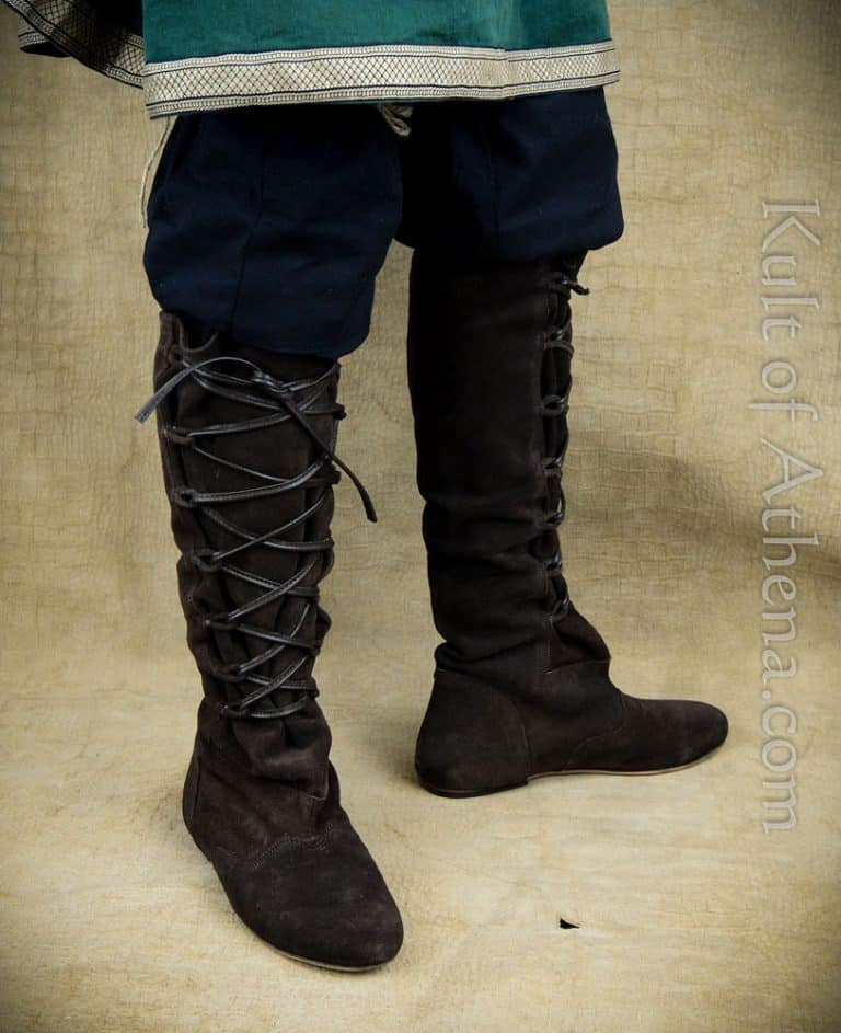 Medieval Suede Leather Boots with Hard Leather Soles