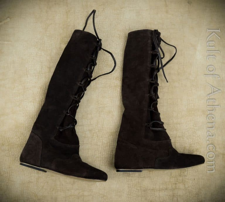 Medieval Suede Leather Boots with Hard Leather Soles