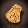 Small Suede Leather Drawstring Coin Purse - Natural