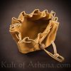 Small Suede Leather Drawstring Coin Purse - Natural