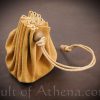 Small Suede Leather Drawstring Coin Purse - Natural