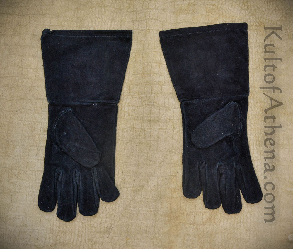 Suede Leather Swordsman's Gauntlets - Black