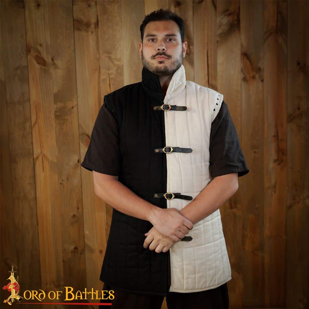 Modifiable Gambeson with Optional Half-Sleeves - Black and Natural Duo Tone