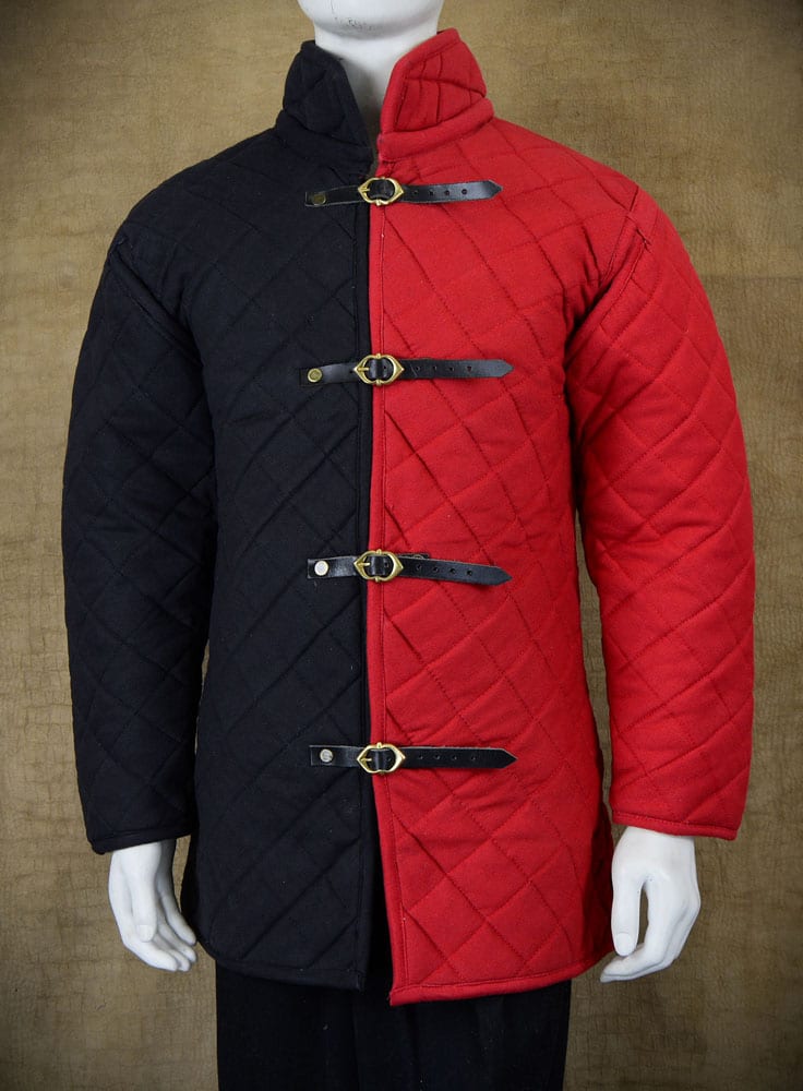 Front-Buckled Gambeson with Open Armpit Design - Red and Black Duo Tone