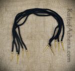 Brass Aiglets with Black Cord - 20'' - Set of 5
