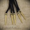 Brass Aiglets with Black Cord - 56'' - Set of 5