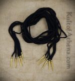 Brass Aiglets with Black Cord - 56'' - Set of 5
