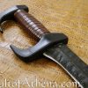 Battle Worn Fantasy Spartan Sword with Black Leather Scabbard - 18 1/2'' Blade