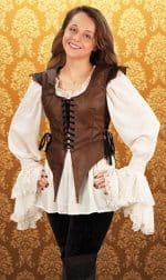 Gothic Leather Bodice - Brown with Black Accents