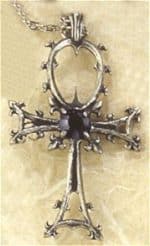 Gothic Ankh Pendant - Black Gem