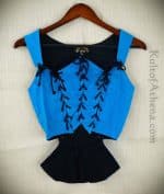 Pleated Tail Bodice - Blue and Black - Medium - Close Out