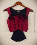 Pleated Tail Bodice - Red and Black - Medium - Close Out