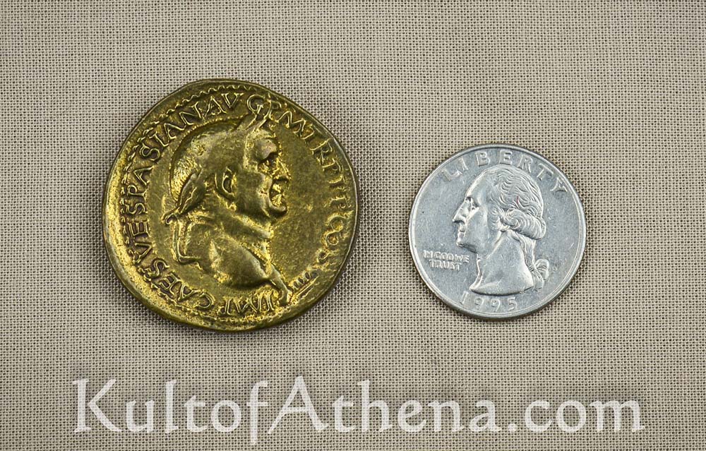 Pre-Owned Replica Roman Sesterce Brass Coin - Emperor Vespasian with Justitia on Reverse