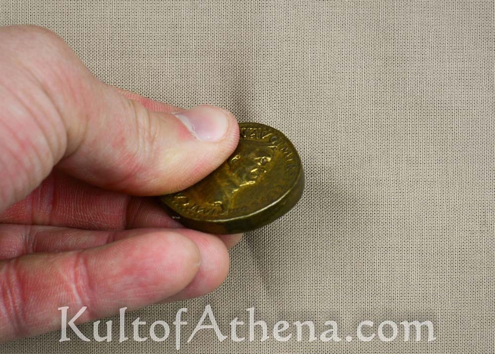 Pre-Owned Replica Roman Sesterce Brass Coin - Emperor Vespasian with Justitia on Reverse