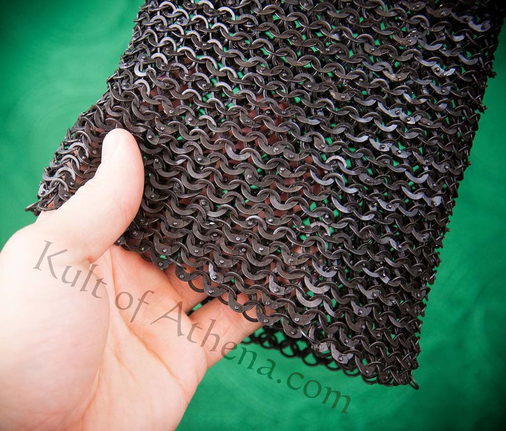 DABM Chainmail Hauberk - Blackened Mild Steel 6mm Alternating Dome Riveted Flat and Solid Flat Rings - Close Out