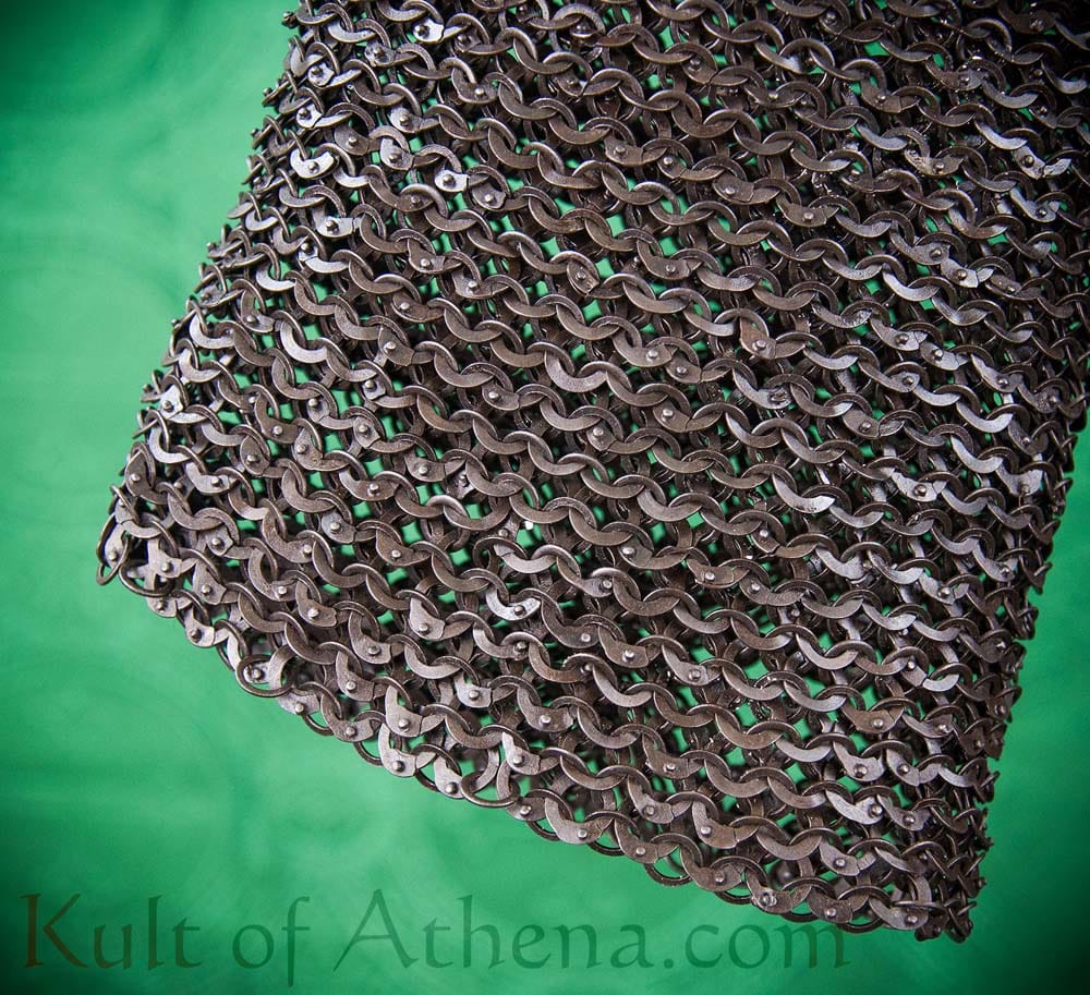 DABM Chainmail Hauberk - Blackened Mild Steel 6mm Alternating Dome Riveted Flat and Solid Flat Rings - Close Out