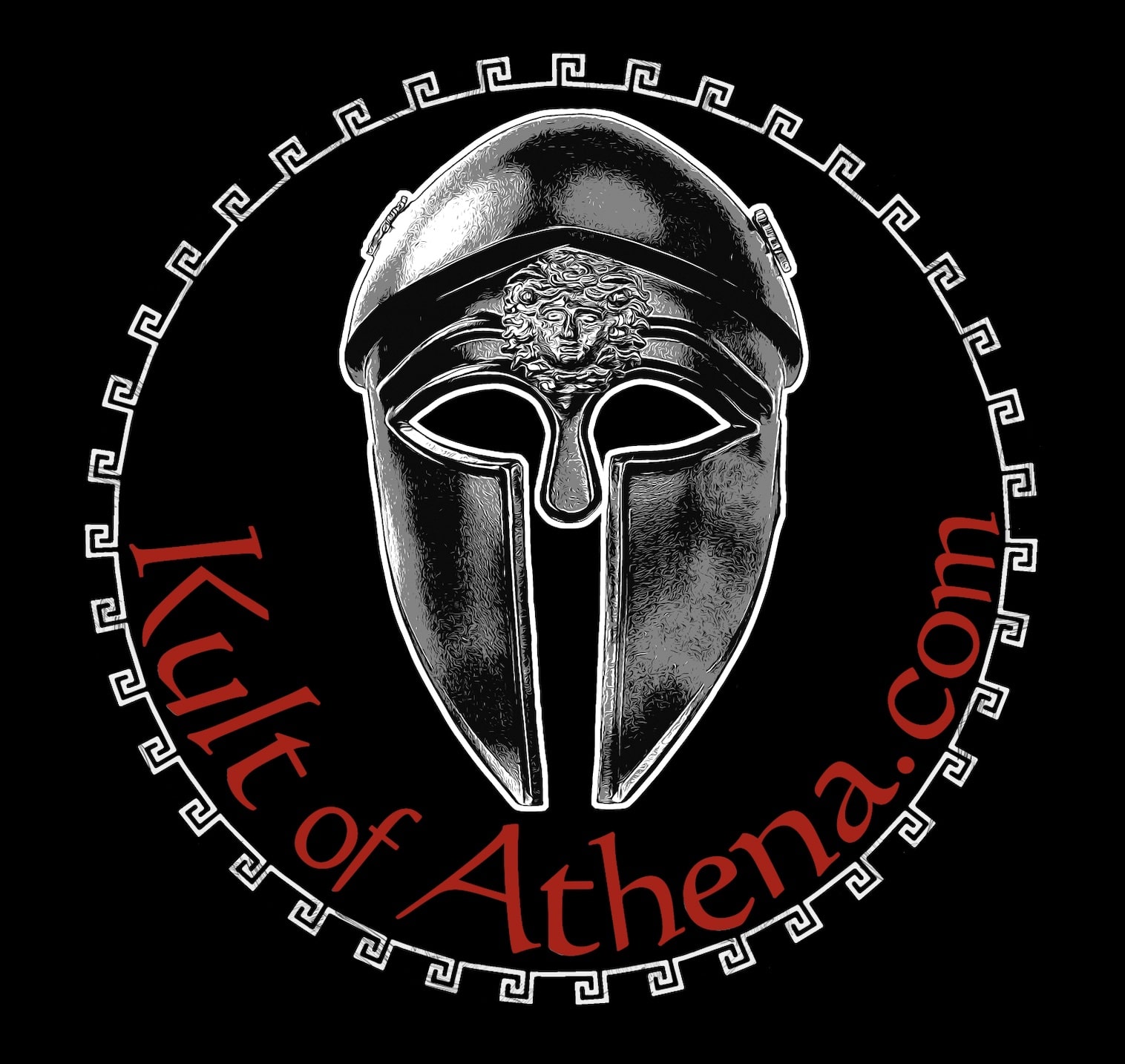 Kult Of Athena Logo and Corinthian Helmet