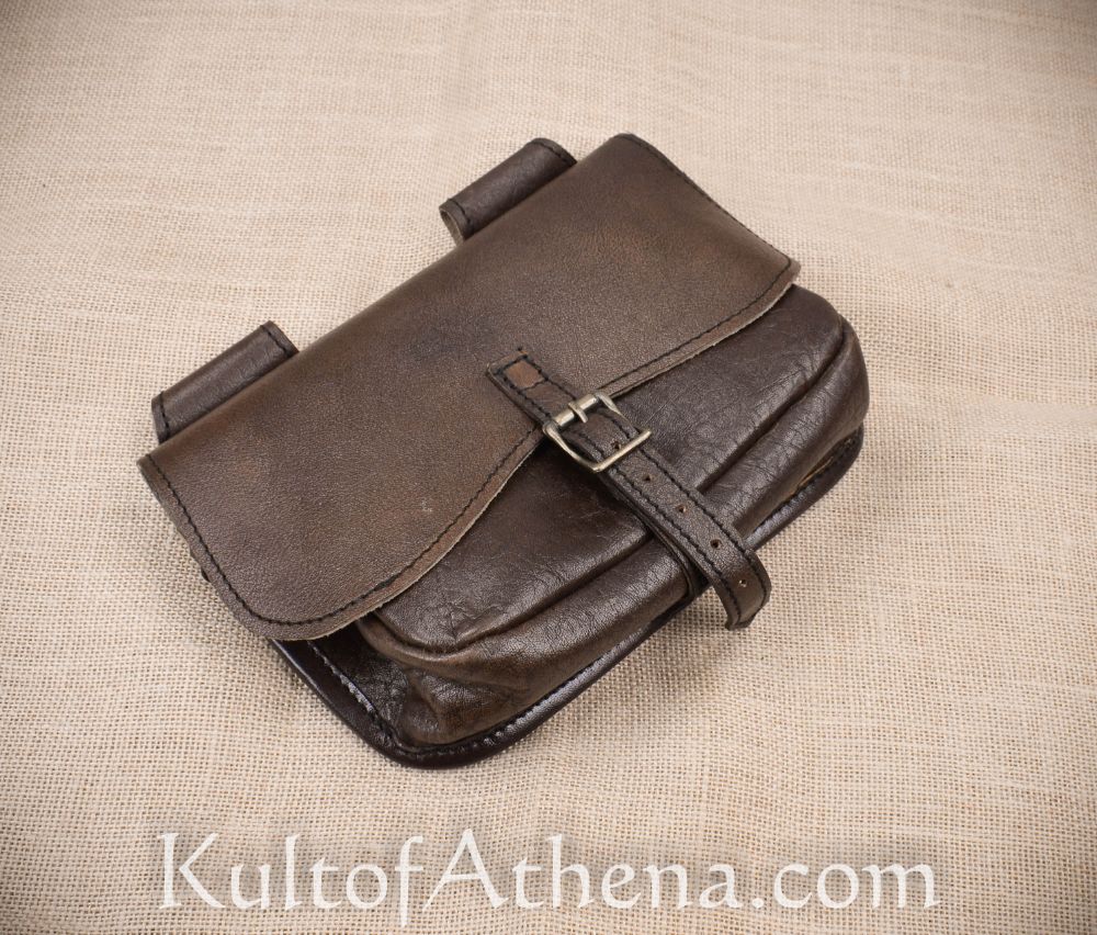 Large Medieval Leather Belt Pouch