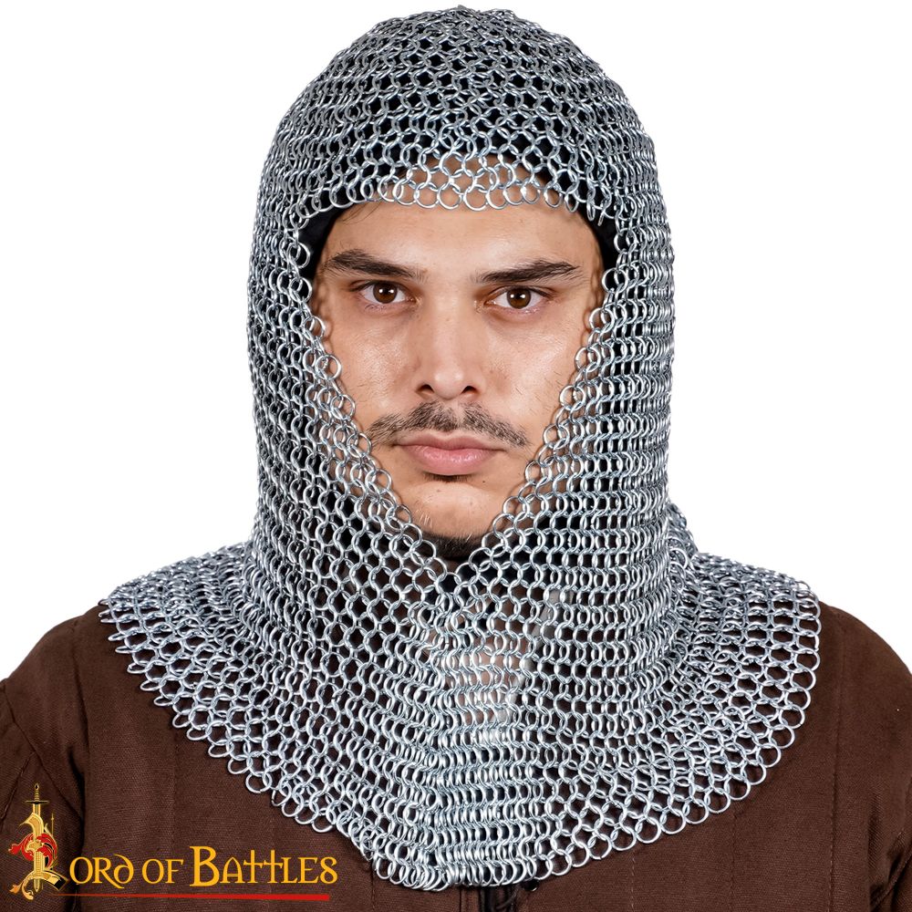Chainmail Coif - Butted Round Rings - Zinc Coated