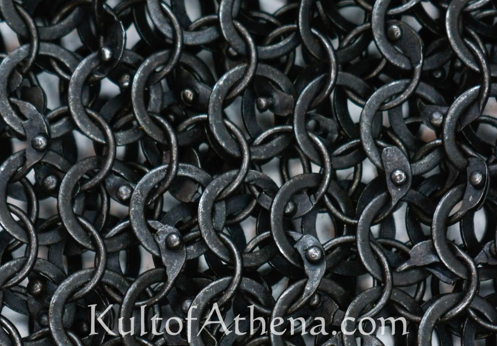 Chainmail Roman Lorica Hamata - Alternating Dome Riveted Construction - Darkened Mild Steel Flat and Round Ring - Close Out