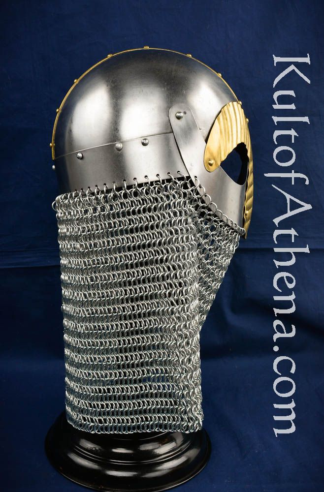Viking Masked Helm with Chainmail Camail