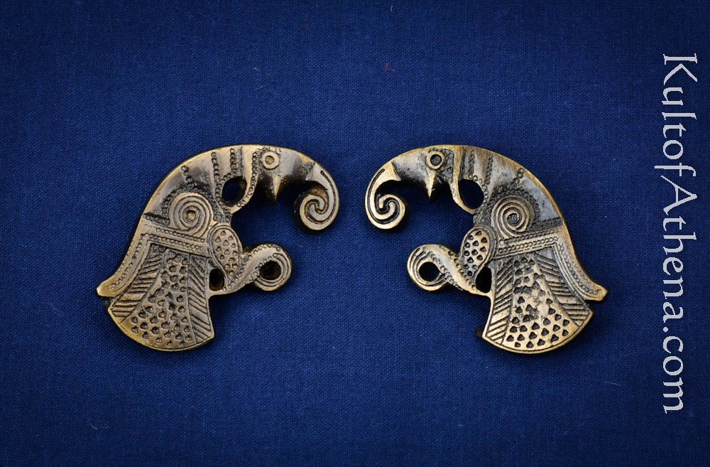 Large Norse Ravens Belt / Leather Studs - Antiqued Brass