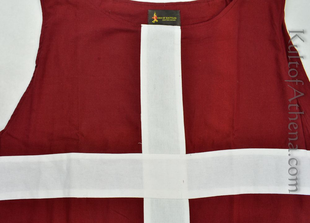 Crusader Surcoat - Burgundy with White Cross - 4XL