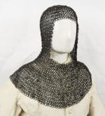 Chainmail Coif - Alternating Round Riveted - Darkened Mild Steel Flat and Round Ring