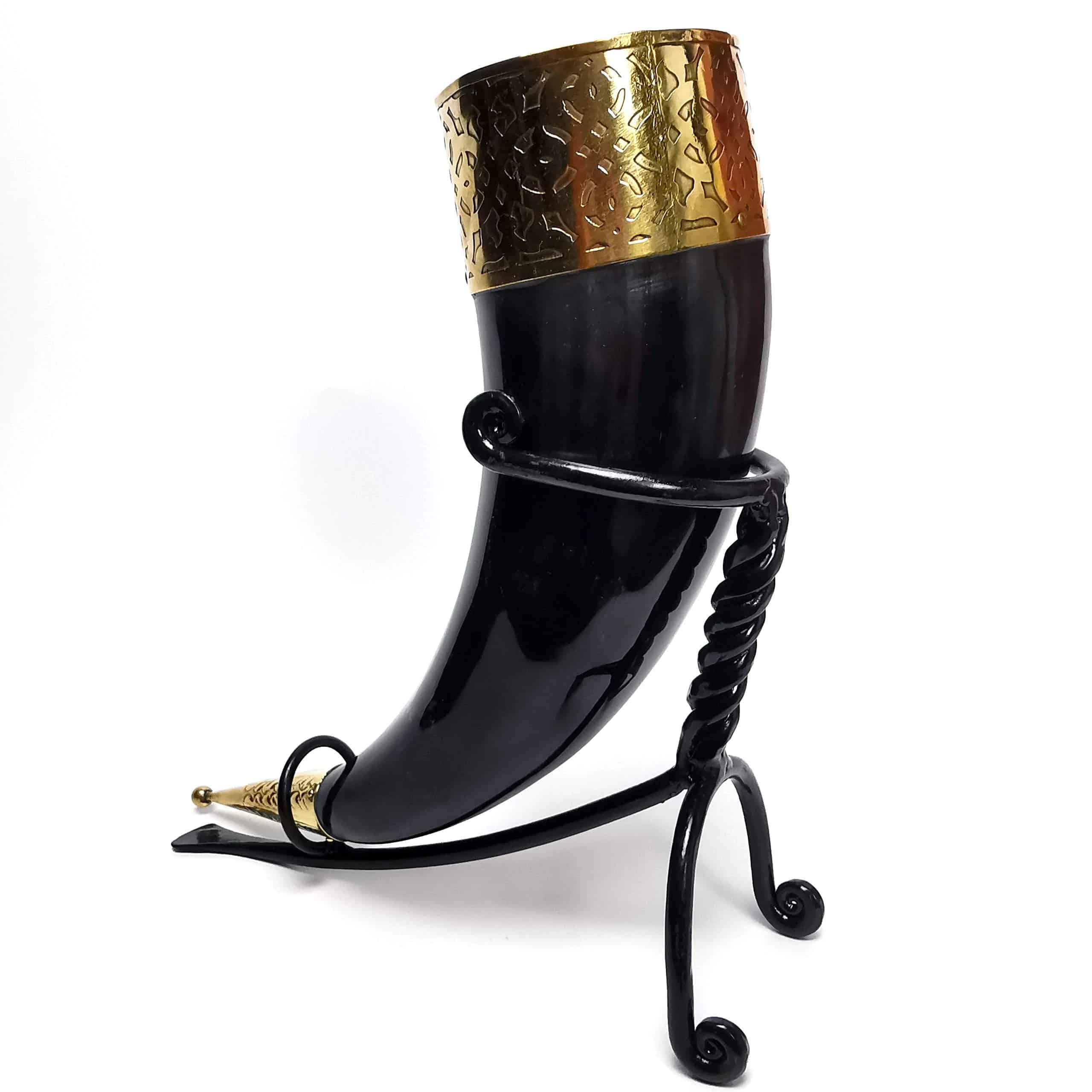 Mythrojan - Hand Forged Twisted Iron Drinking Horn Stand