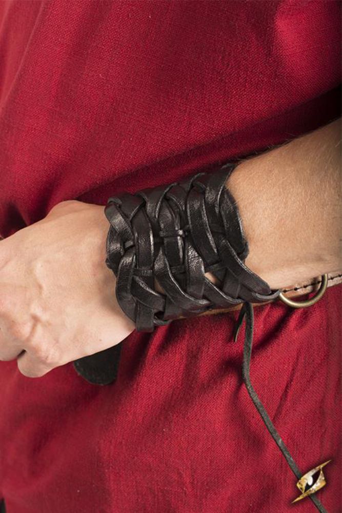 Epic Armoury - Braided Leather Wrist Band - Black