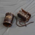 Celtic Leather Cuffs with Wild Boars