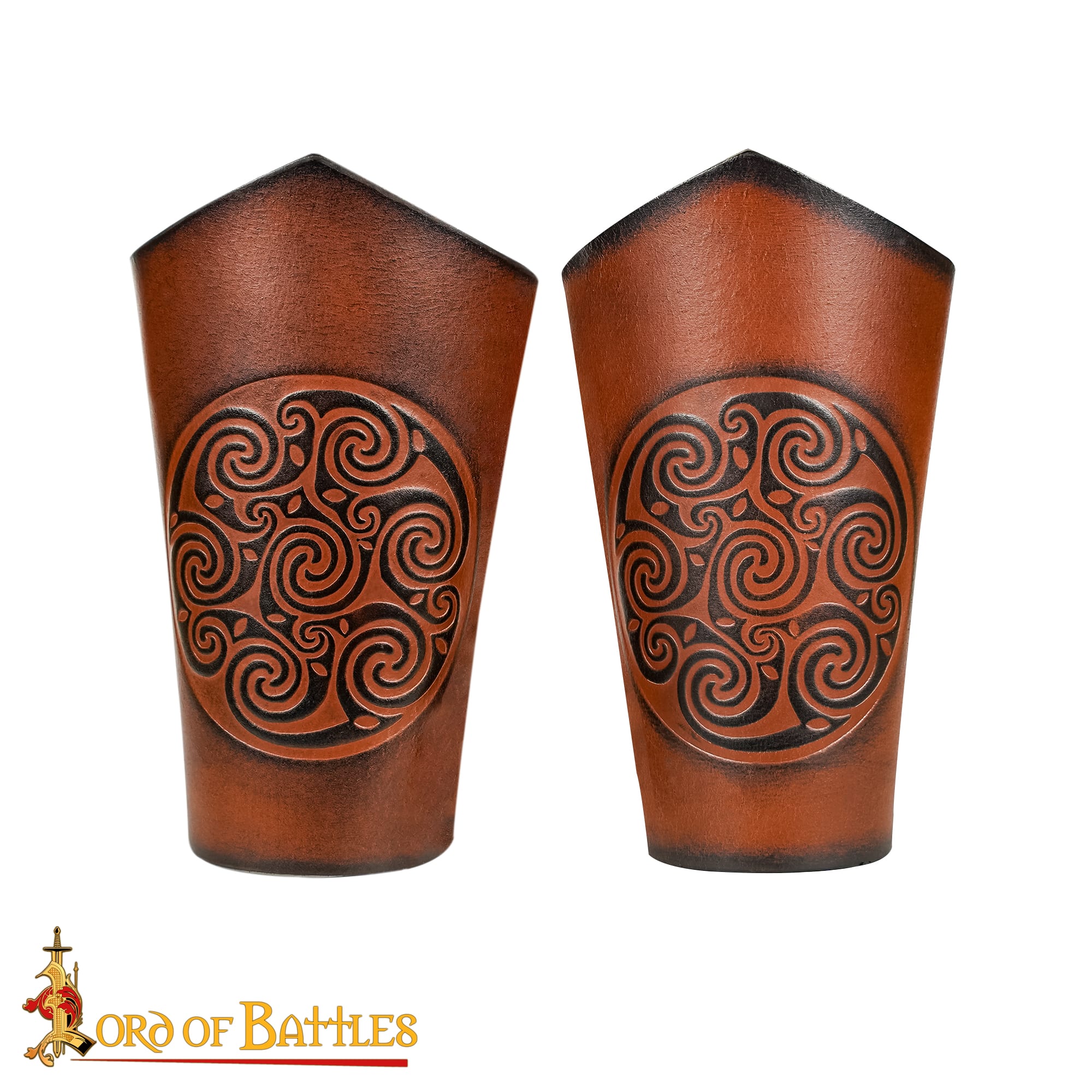 Celtic Leather Braces - Genuine Leather with Embossed Spiral Design