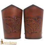 Leather Bracers - Genuine Leather with Embossed Double Dragon Design