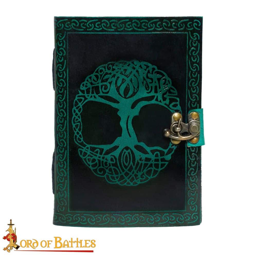 Lord of Battles - Medieval Tree of Life Diary with Clasp - Green and Black Leather
