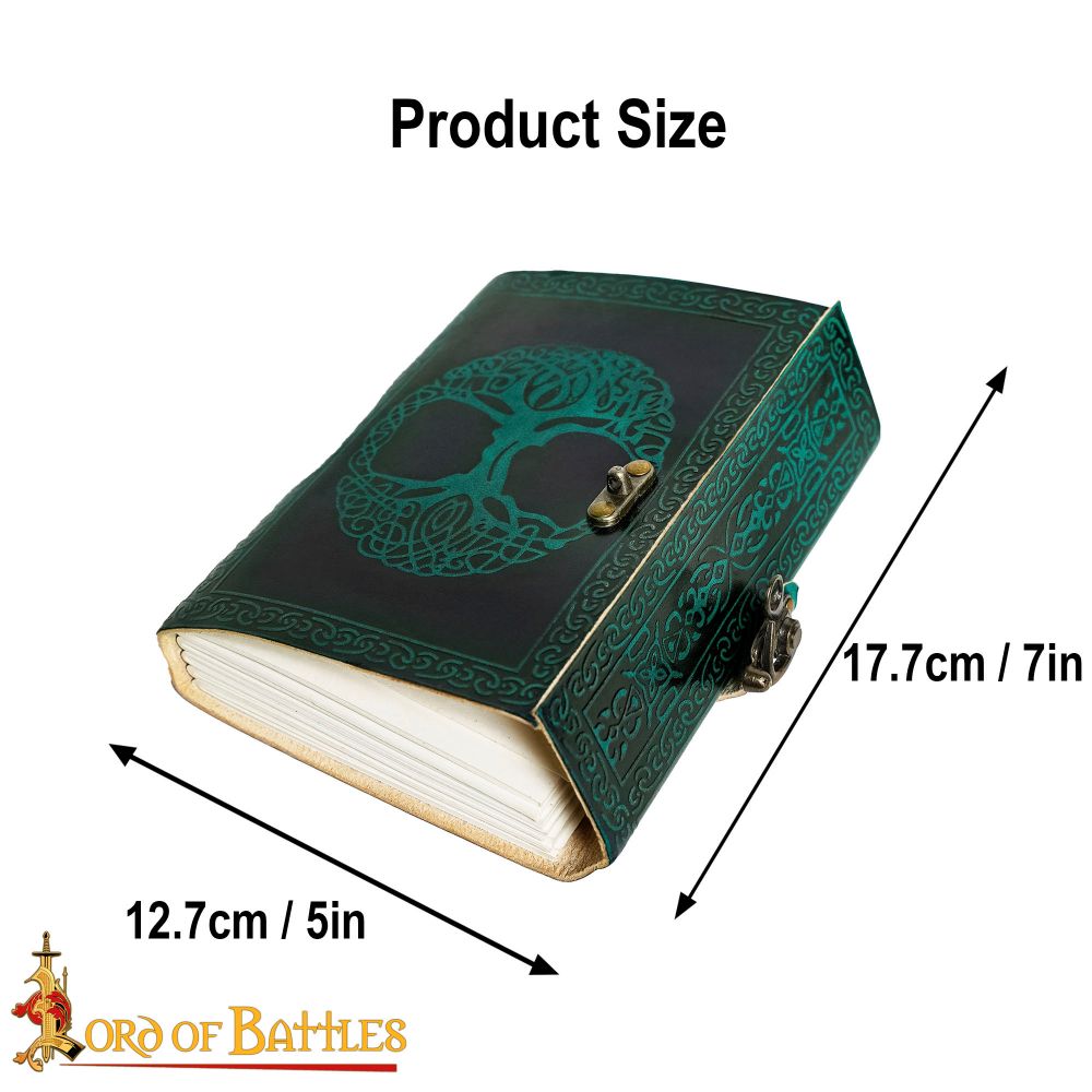 Lord of Battles - Medieval Tree of Life Diary with Clasp - Green and Black Leather