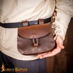 Lord of Battles - Brown Leather Pouch with Leather String Clasp