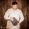 Lord of Battles - Brown Leather Pouch with Leather String Clasp