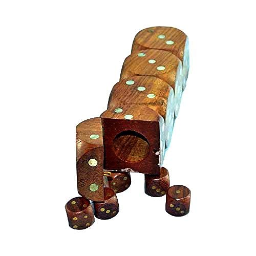 Mythrojan Pirate Shaped Set of 5 Wooden Dice Handmade Arts and Crafts - Polished Finish