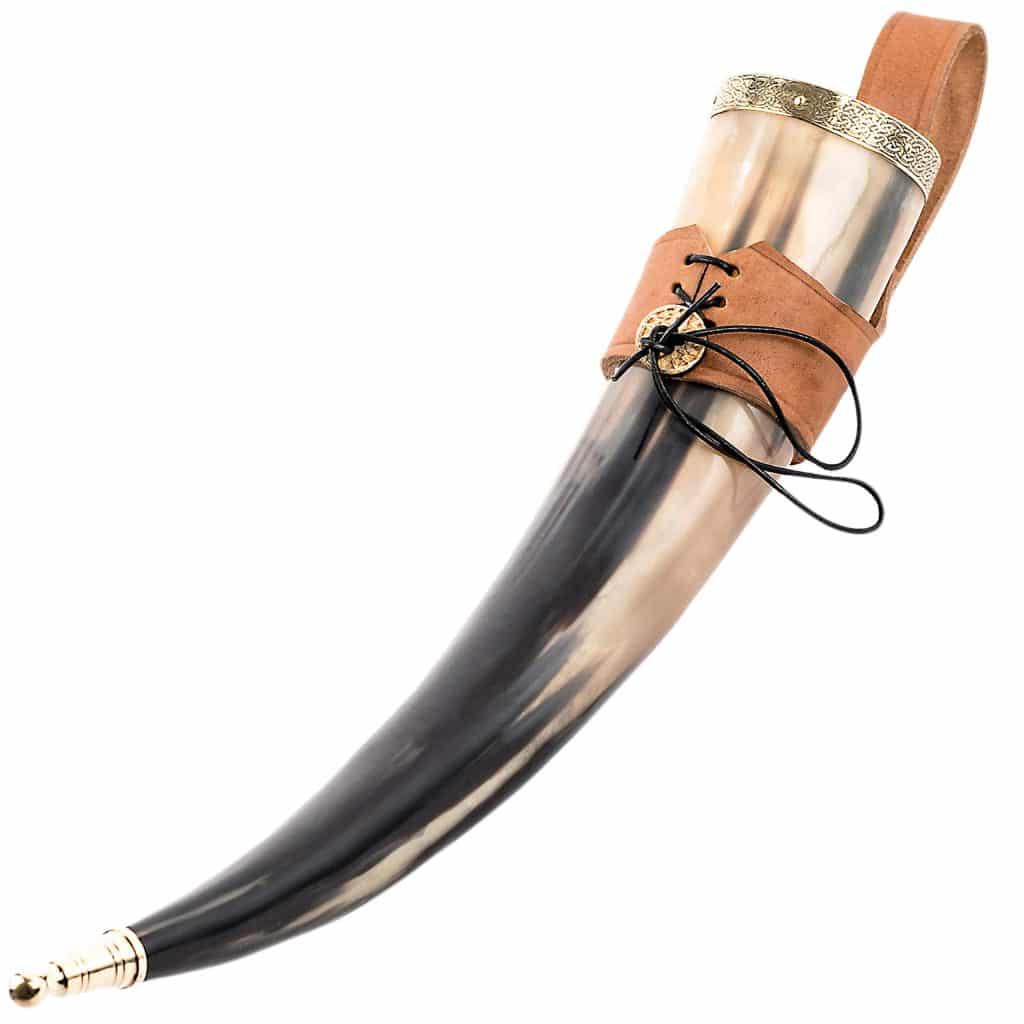 Mythrojan Viking Drinking Horn with Norse Knotwork Brass Rim with ...