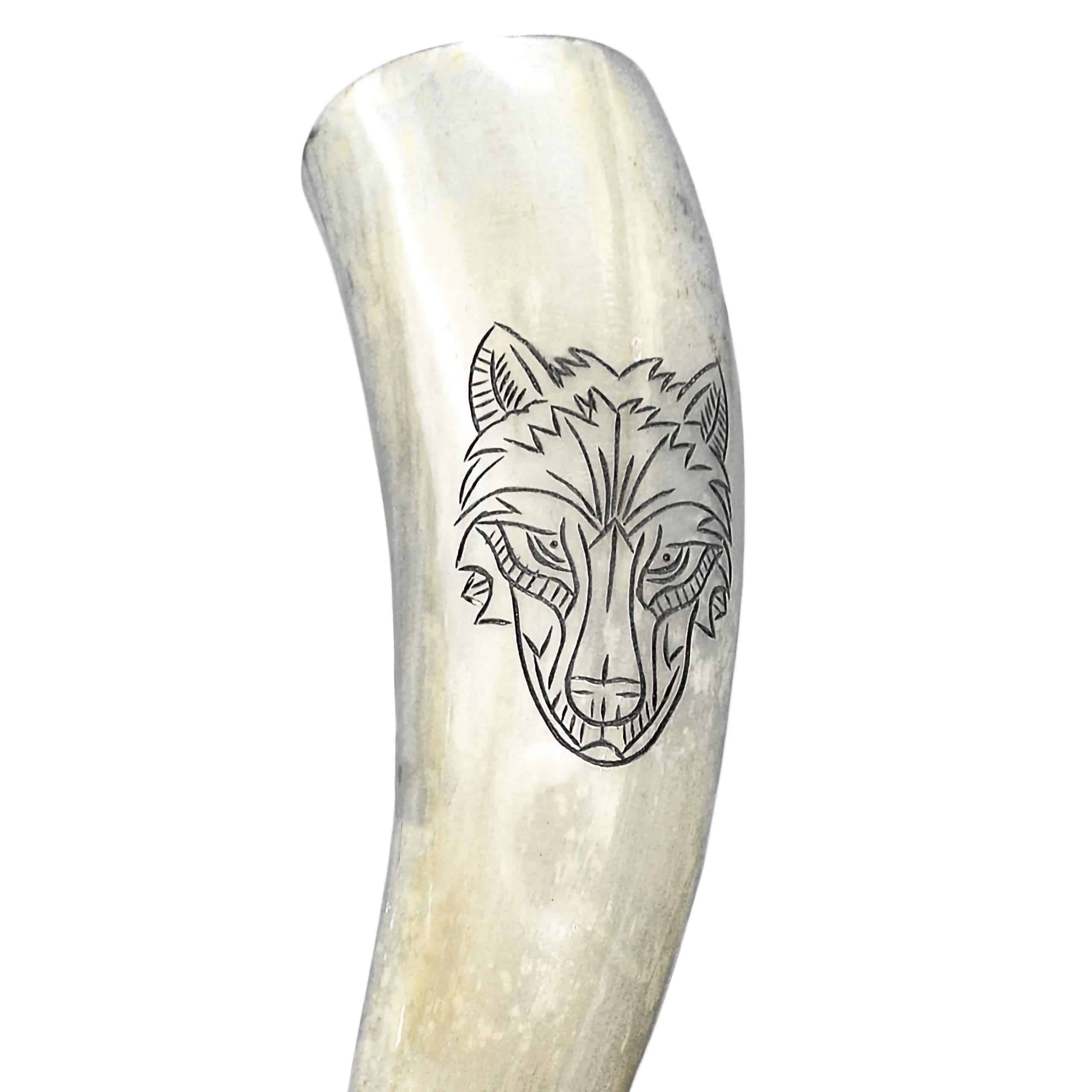 Mythrojan Wolf Drinking Horn Authentic Medieval Inspired Viking Wine/Mead 400 ML - Polished Finish