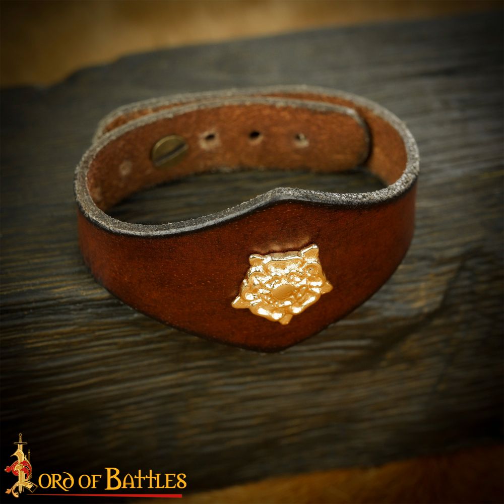 Leather Bracelet with Decoration - Brown