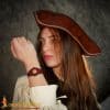 Leather Bracelet with Decoration - Maroon