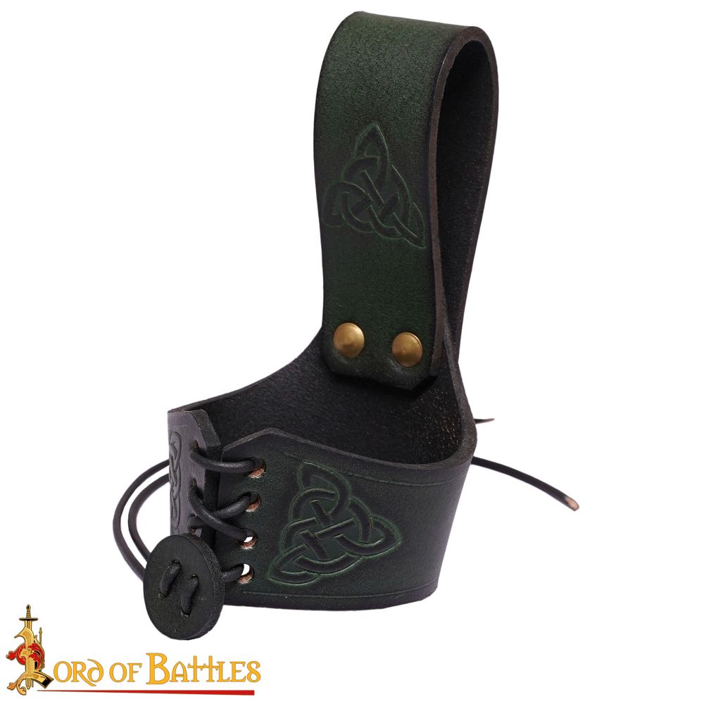 Green Leather Holder with Embossed Design