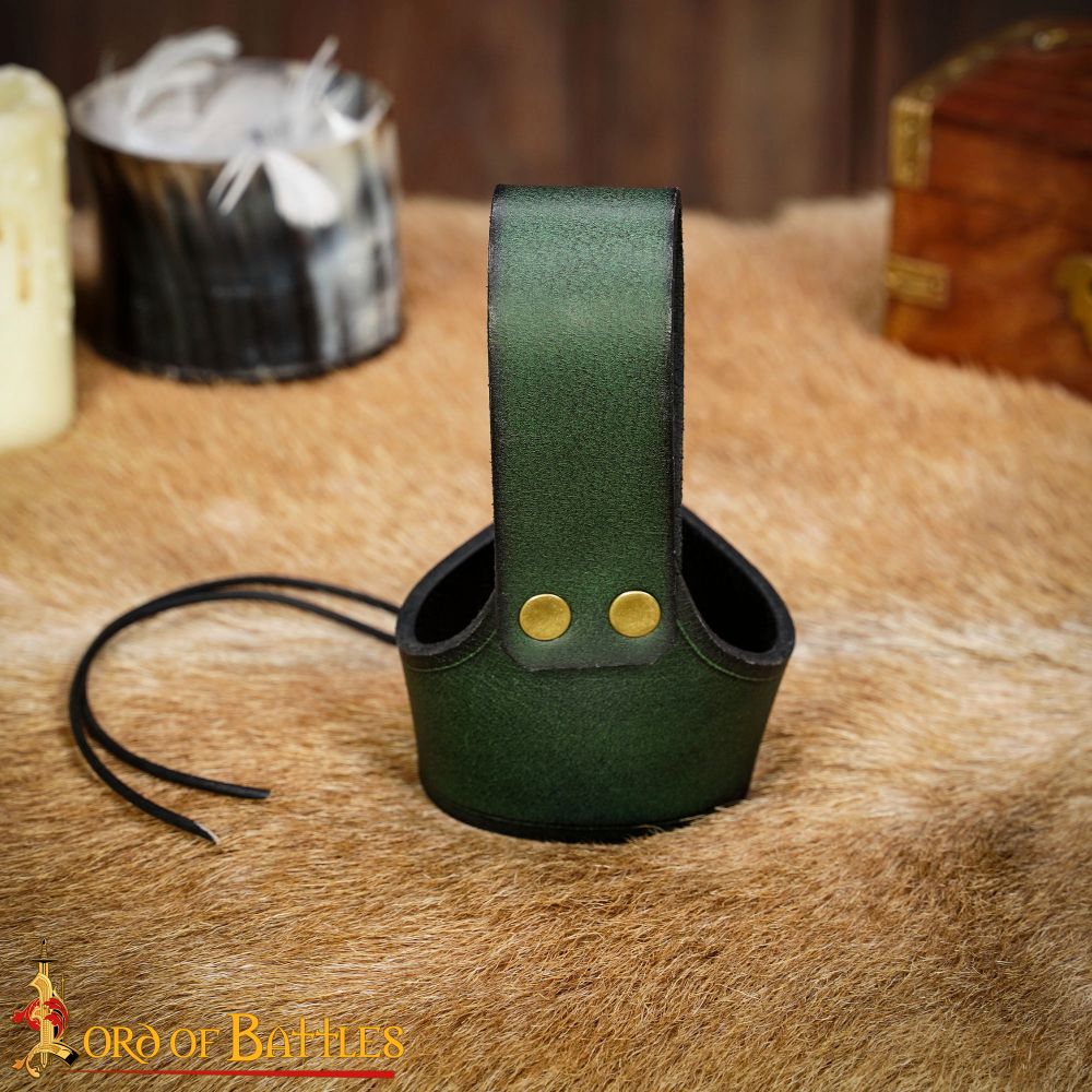 Green Leather Holder with Embossed Design