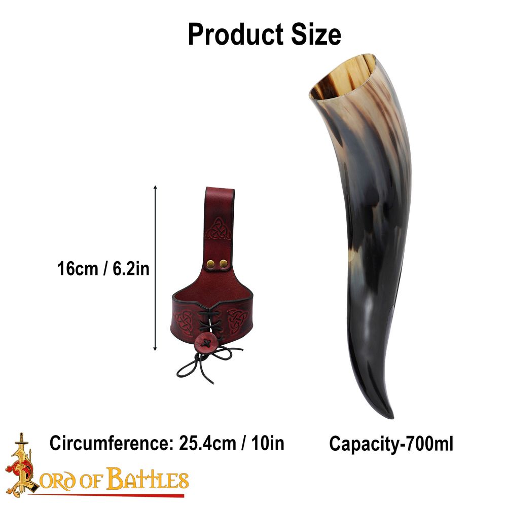 700 ml Horn with Maroon Leather Holder and LOB Bag