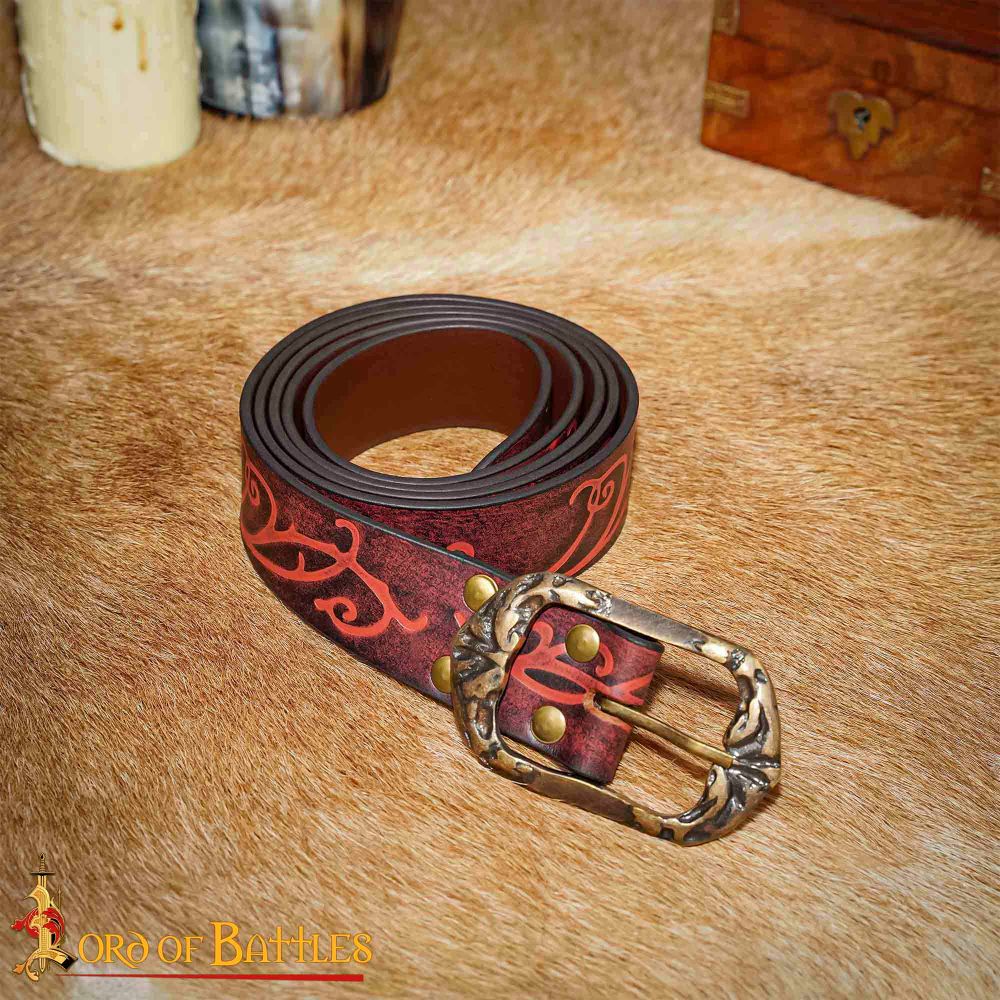 The Woodland Elf Handcrafted Genuine Leather Belt - Maroon - Lord of ...