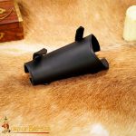 Handcrafted Medieval Archer’s Genuine Leather Bracer – Left Hand – Black – Lord of Battles