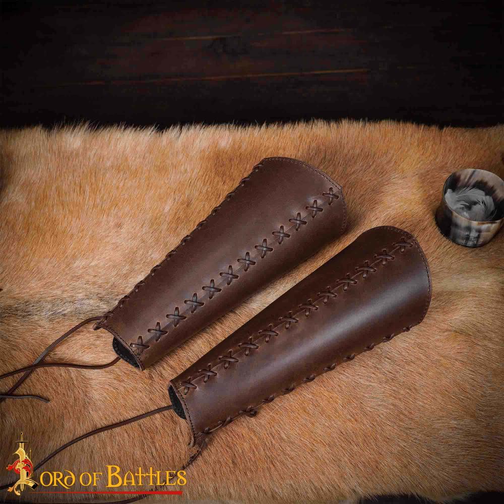 Ranger of the Woods - Stitched Leather Greaves Set - Lord of Battles